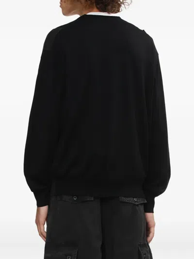 Comme Des Garçons Homme Deux Black Worsted Wool Jersey Patchwork Cardigan In Black