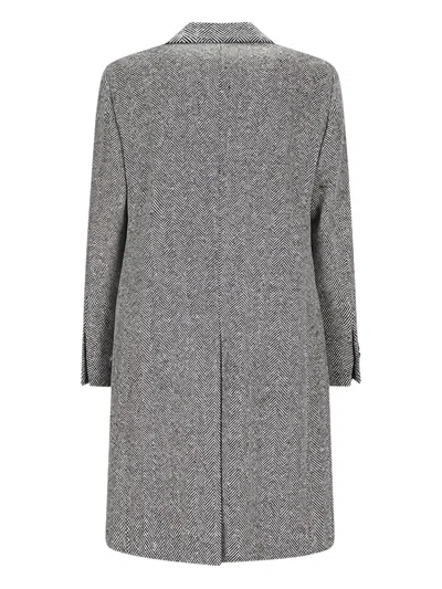 Lardini Herringbone Button-up Coat In Gray
