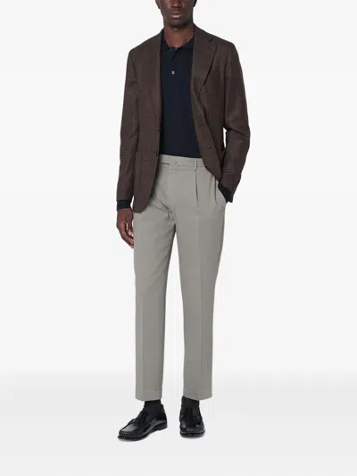 Santaniello Brown Jacket In Prince Of Wales Check In Brown