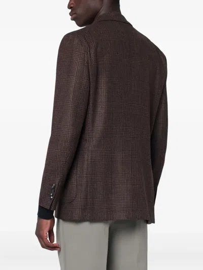 Santaniello Brown Jacket In Prince Of Wales Check In Brown