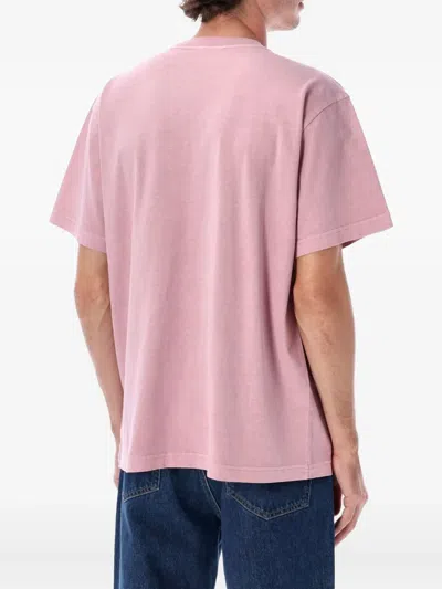 Obey Lowercase Pigment Dyed Cotton T-shirt In Pink