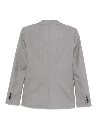 Manuel Ritz Pinstripe-print Double-breasted Blazer In Gray