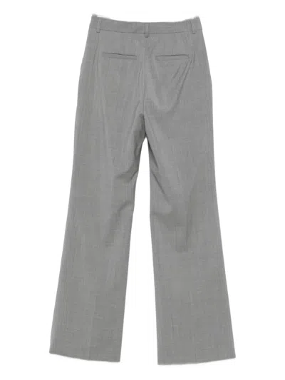 Manuel Ritz Virgin Wool Flared Trousers In Gray