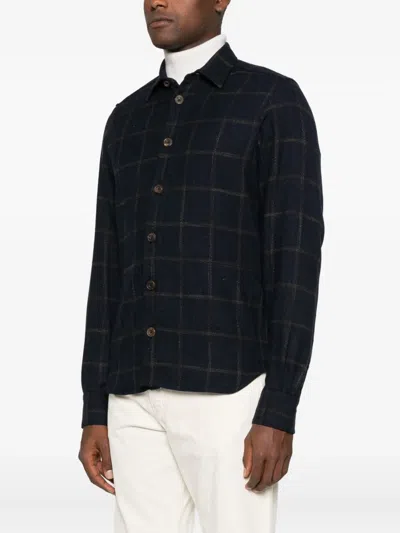Kiton Checked Buttoned Shirt In Blue