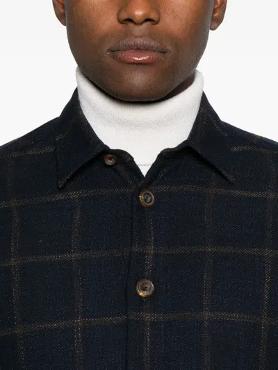 Kiton Checked Buttoned Shirt In Blue