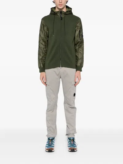 C.p. Company Panelled Hooded Jacket In Green