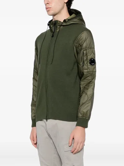 C.p. Company Panelled Hooded Jacket In Green