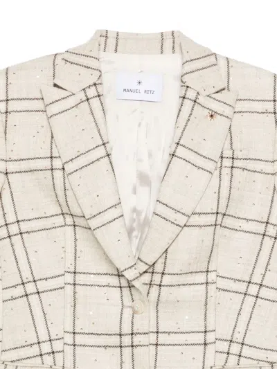 Manuel Ritz Check-print Blazer In Neutral