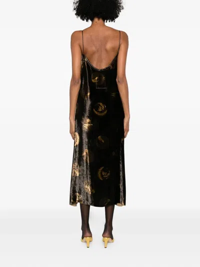 Uma Wang Abstract-pattern Midi Dress In Brown