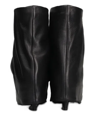 Alchimia High Heels Ankle Boots In Black Leather In Black