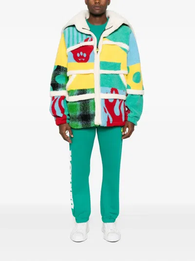 Barrow Unisex Patchwork Teddy Jacket In Green