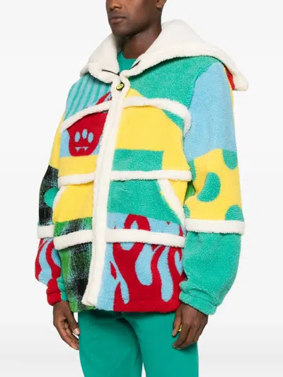 Barrow Unisex Patchwork Teddy Jacket In Green