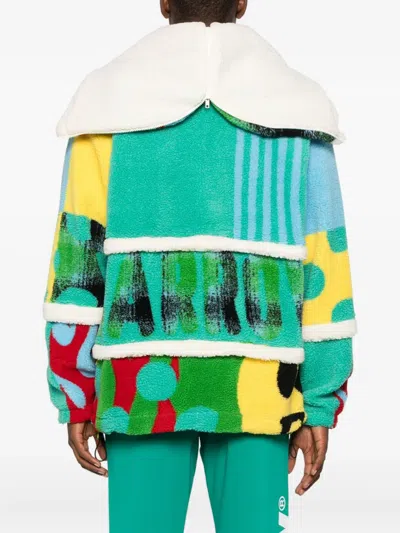 Barrow Unisex Patchwork Teddy Jacket In Green