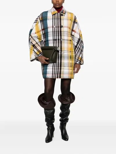 Missoni Double-breasted Caban With Check Pattern In Yellow