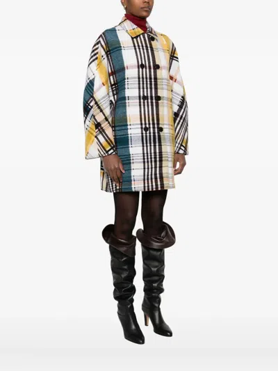 Missoni Double-breasted Caban With Check Pattern In Yellow