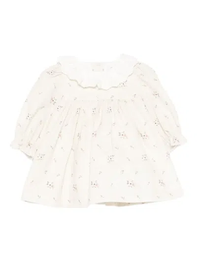 Patachou Frilled Floral Dress In White