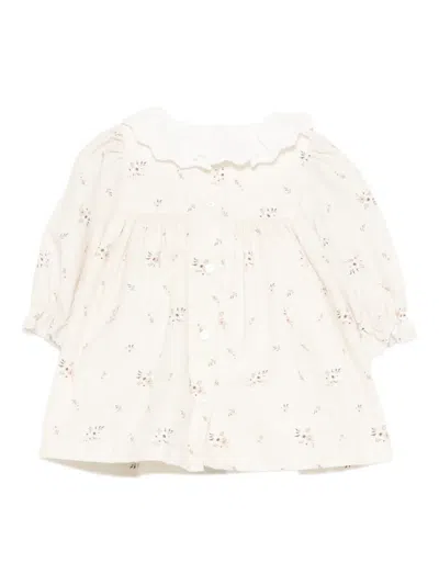 Patachou Frilled Floral Dress In White