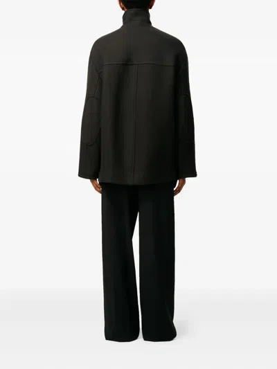 Ami Alexandre Mattiussi Structured Grey Coat With High Collar And Button Closure In Black