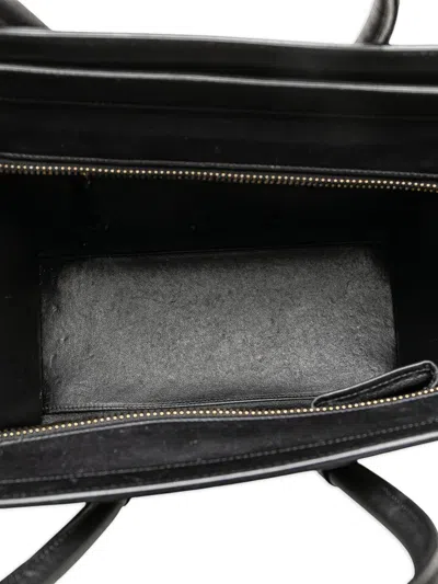 Pre-owned Celine 2015 Micro Tricolor Leather Luggage Tote Bag In Brown