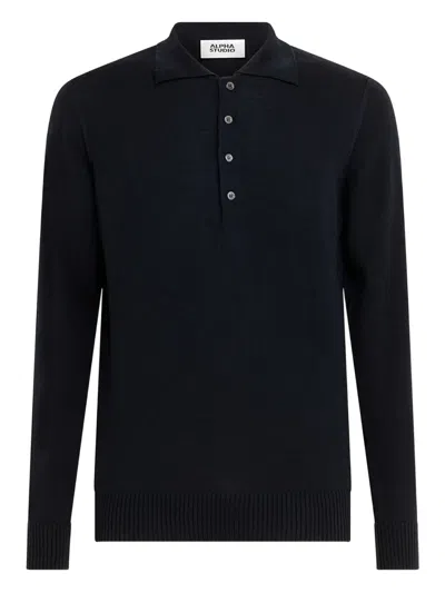 Alpha Industries Buttoned Polo Shirt In Blue
