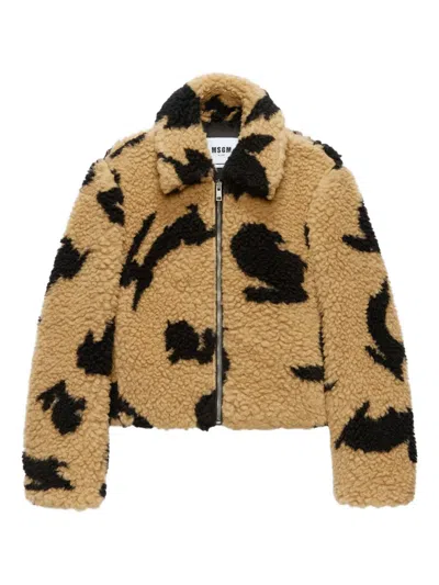 Msgm Follow The Rabbit Jacket In Brown