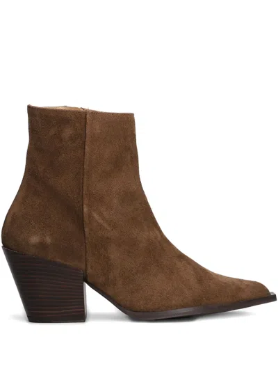Pedro Miralles Pointed Block-heel Boots In Brown