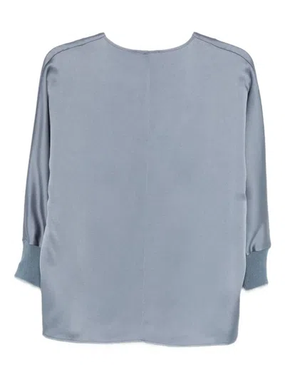 Le Tricot Perugia V-neck Blouse In Blue