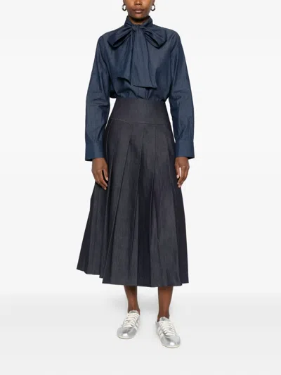 Manuel Ritz Chambray Cotton Shirt In Blue