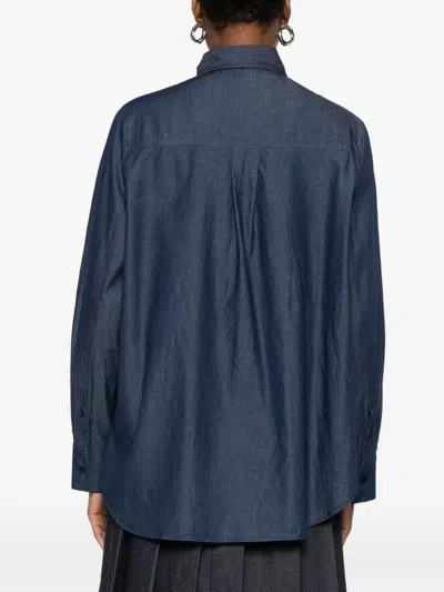 Manuel Ritz Chambray Cotton Shirt In Blue