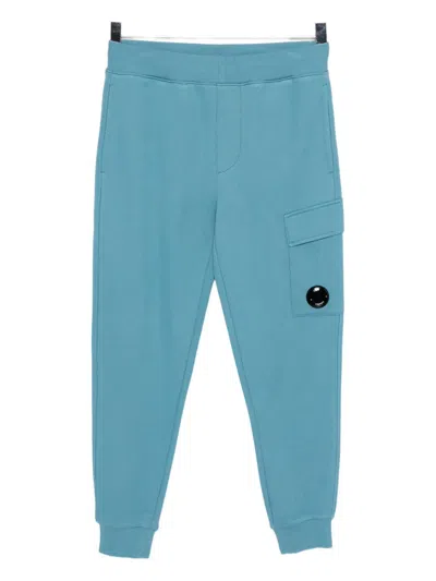 C.p. Company Logo-plaque Cotton Track Pants In Blue