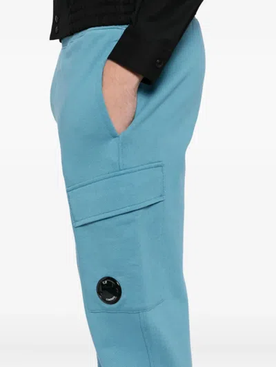 C.p. Company Logo-plaque Cotton Track Pants In Blue