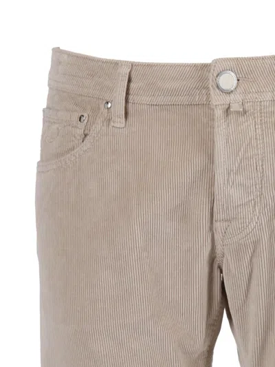 Jacob Cohen Five Pocket Corduroy Trousers In Neutral