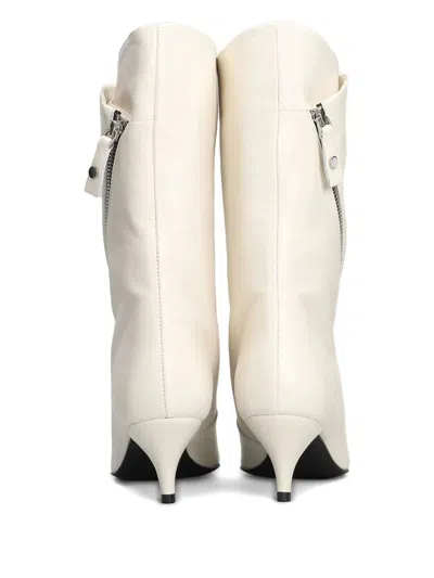 Alchimia High Heels Ankle Boots In Beige Leather In White