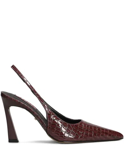 Werner Pointed Crocodile-effect Pumps In Red