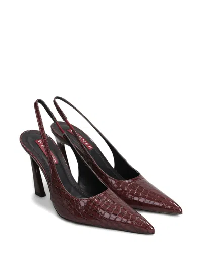 Werner Pointed Crocodile-effect Pumps In Red