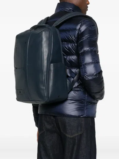 Piquadro Logo-patch Backpack In Blue