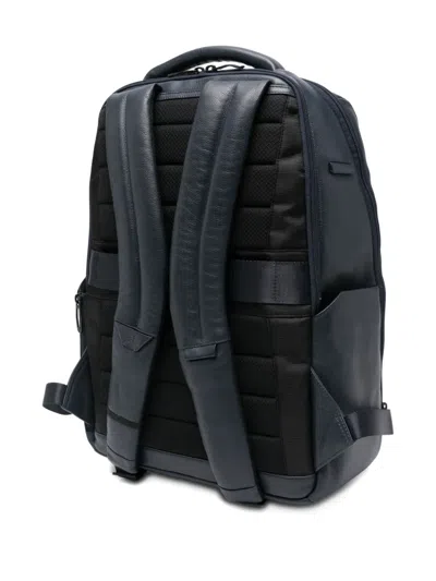 Piquadro Logo-patch Backpack In Blue
