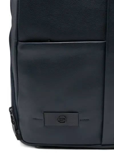 Piquadro Logo-patch Backpack In Blue