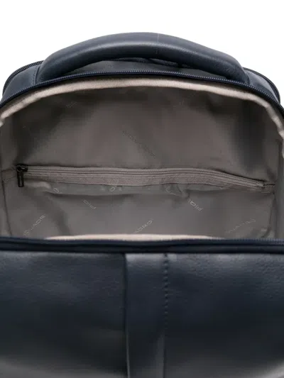 Piquadro Logo-patch Backpack In Blue