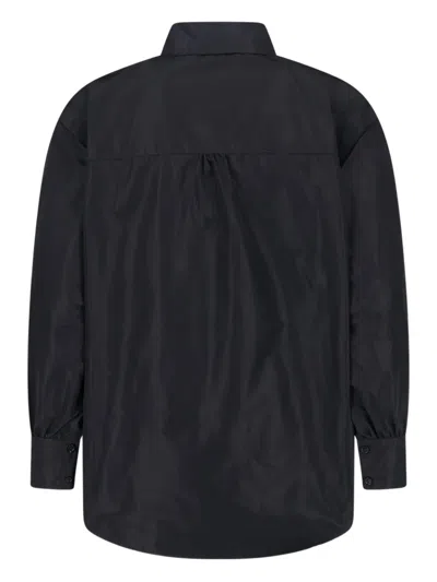 Aspesi Timeless Black Shirt With Pointed Collar And Curved Hemline In Black