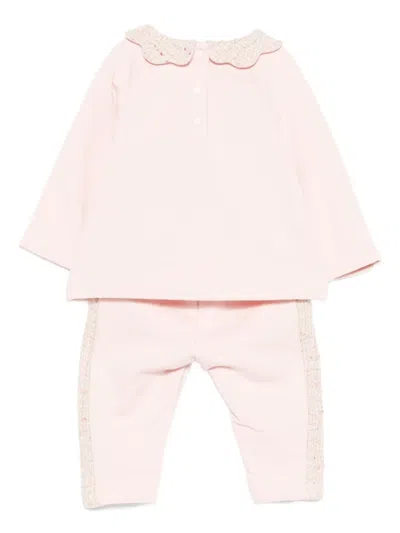 Patachou Tweed-details Trousers (set Of Two) In Pink