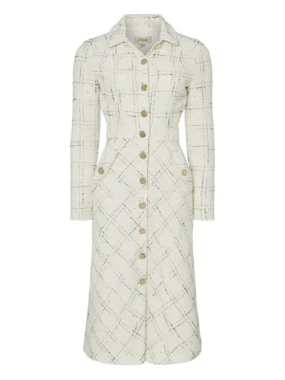 Temperley London Colonel Check-pattern Button-front Midi Dress In White