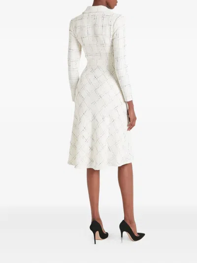 Temperley London Colonel Check-pattern Button-front Midi Dress In White