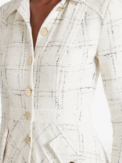 Temperley London Colonel Check-pattern Button-front Midi Dress In White