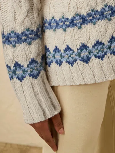 Faherty Highland Fair Isle Cardigan Lakeside Fair Isle Snow In White