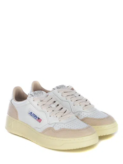 Autry Low-top Sneakers With Hybrid Leather Design And Metallic Accent In Multi