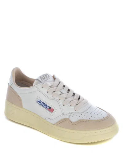 Autry Low-top Sneakers With Hybrid Leather Design And Metallic Accent In Multi
