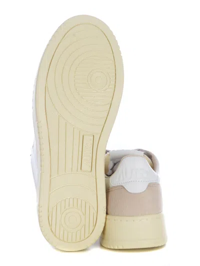 Autry Low-top Sneakers With Hybrid Leather Design And Metallic Accent In Multi