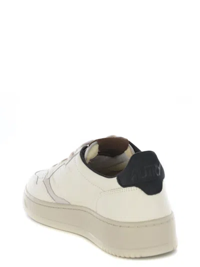 Autry Perforated Suede-trim Sneakers In Neutral