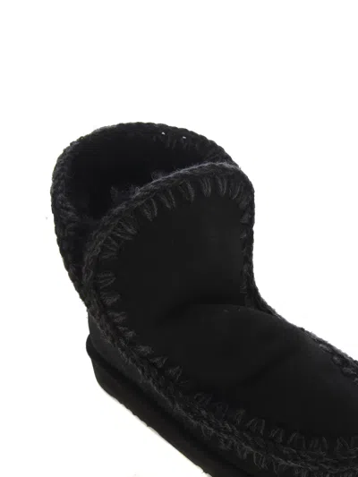 Mou Eskimo 18 Low Heels Ankle Boots In Black Suede In Black